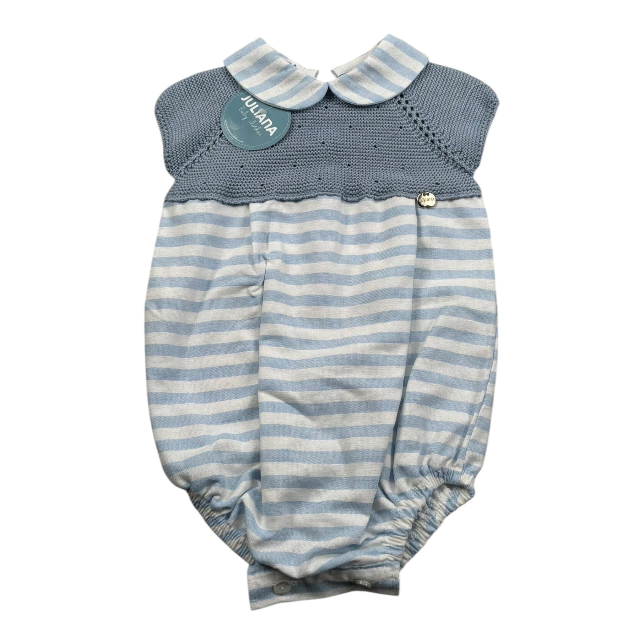 Juliana Pagliaccetto Mezza Manica Fantasia A Righe per Neonato 25169 AZZURRO POLVERE JULIANA 