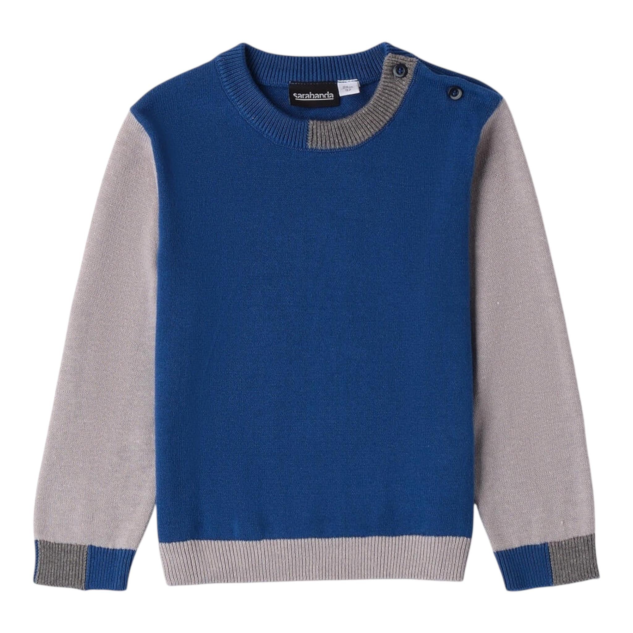 SARABANDA maglia girocollo tinta unita con maniche in contrasto Blu per Bambino 0A105 BLU SARABANDA 