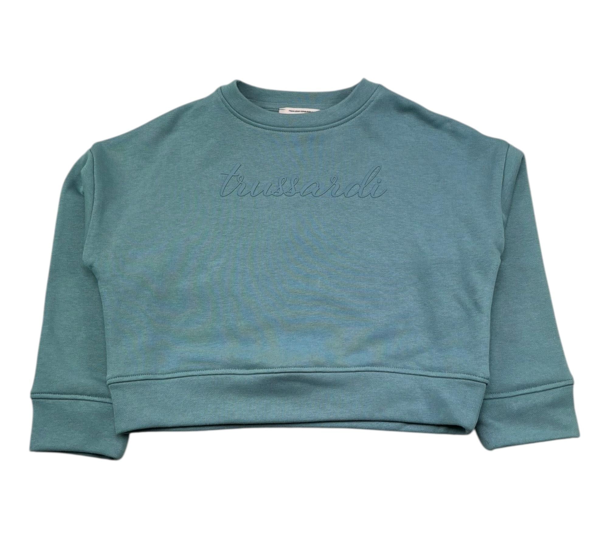 Trussardi Felpa Chiusa Girocollo Tinta Unita con Stampa per Bambina TGP26002FE VERDE TRUSSARDI 