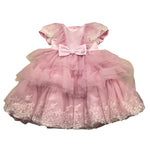 Petit Abito Mezza Manica Cerimoniale In Tulle per Neonata S2015651 ROSA PETIT 