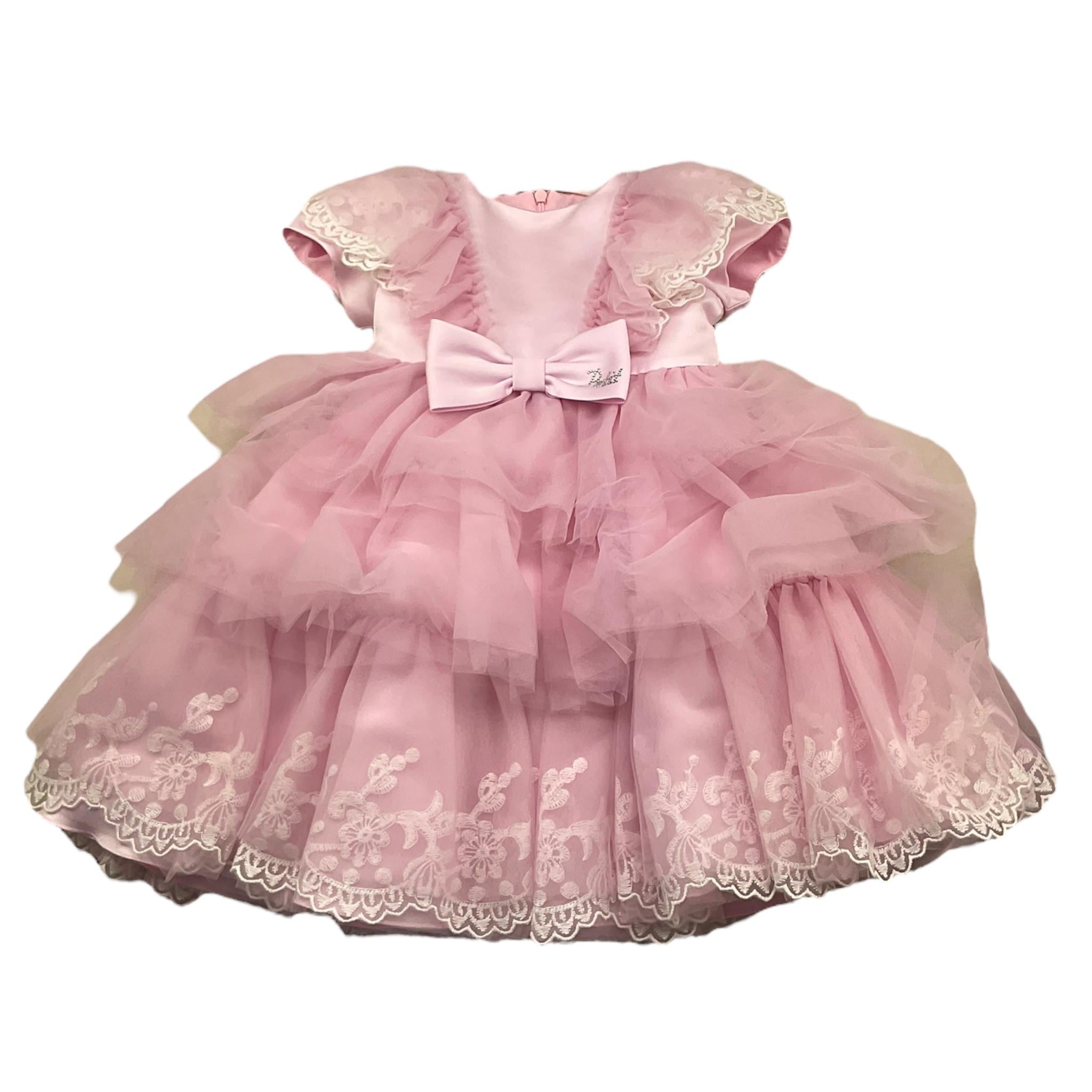 Petit Abito Mezza Manica Cerimoniale In Tulle per Neonata S2015651 ROSA PETIT 