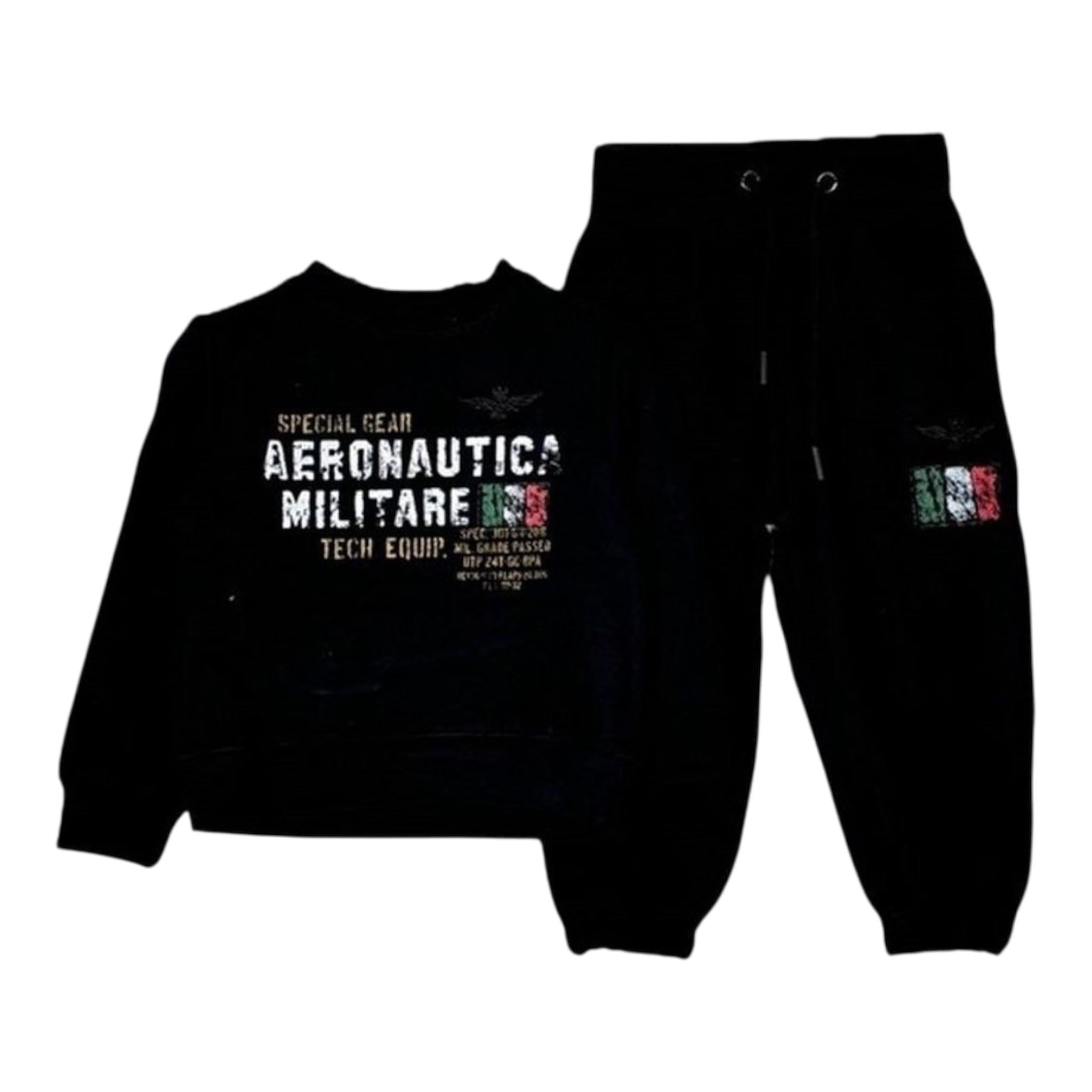 AERONAUTICA MILITARE completo 2pz felpa-pantalone tinta unita con logo Nero per Bambino 242TF0001AJRF758 NERO AERONAUTICA MILITARE 