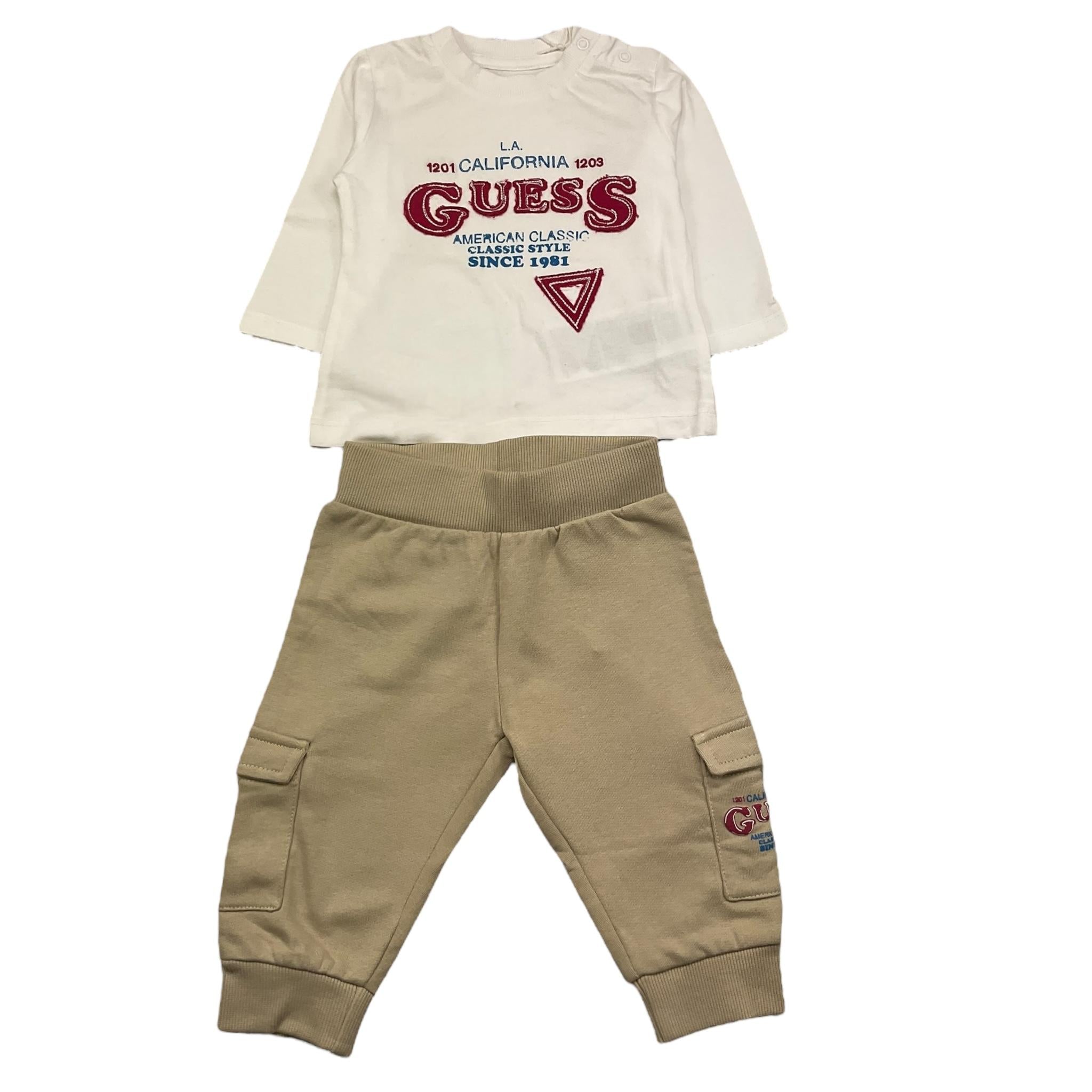 GUESS completo 2 pezzi shirt-pantalone Bianco/beige per Neonato I4YG10K8HM3 BIANCO/BEIGE GUESS 