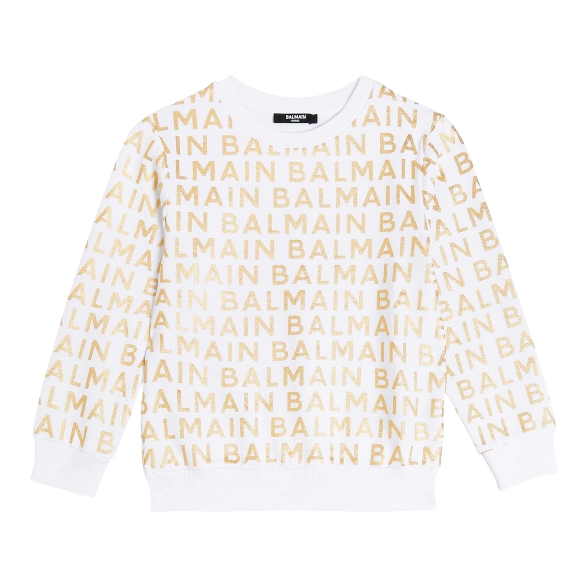 BALMAIN felpa chiusa girocollo tinta unita cn loghi Bianco per Bambino BT4R00 BIANCO BALMAIN 