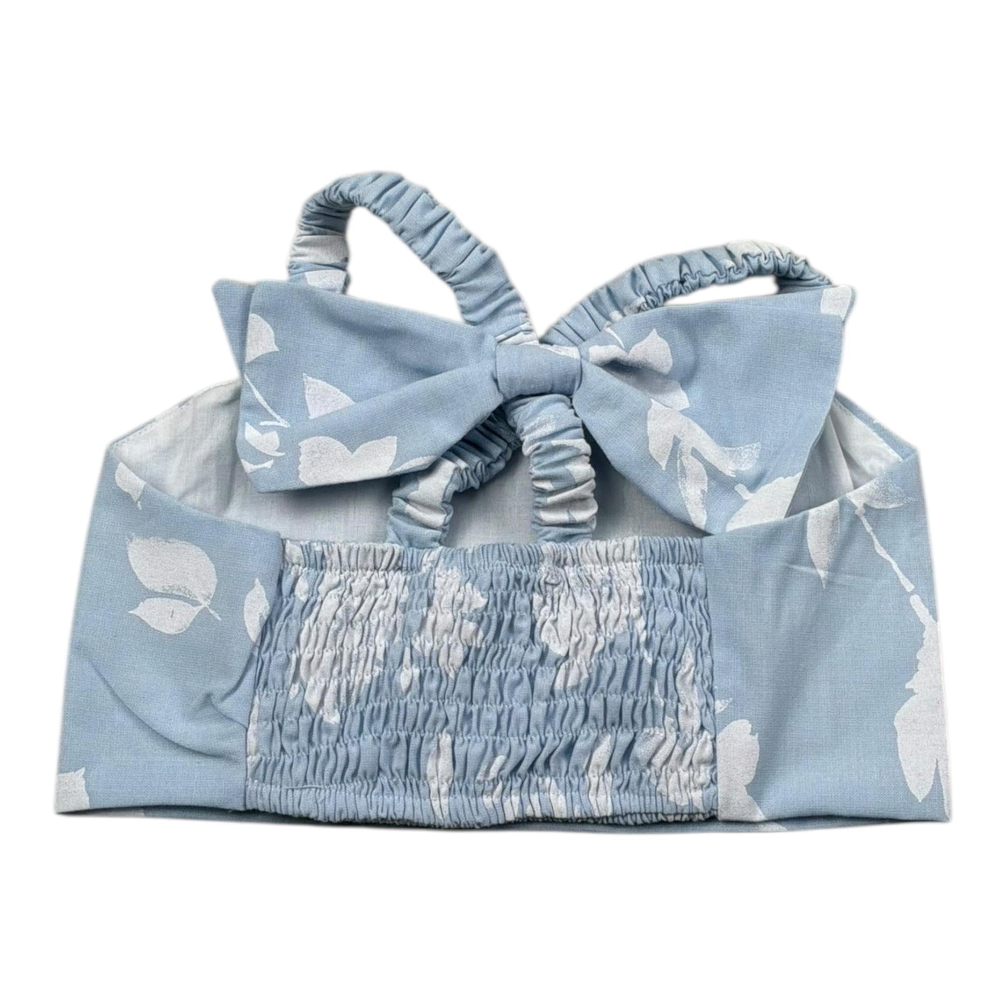 M+E' Top Tinta Unita con Stampe per Bambina UE1808 AZZURRO M+E' 