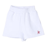 Golden Goose Short In Felpa Tinta Unita Cn Elastico In Vita E Stella Bianco Per Bambina