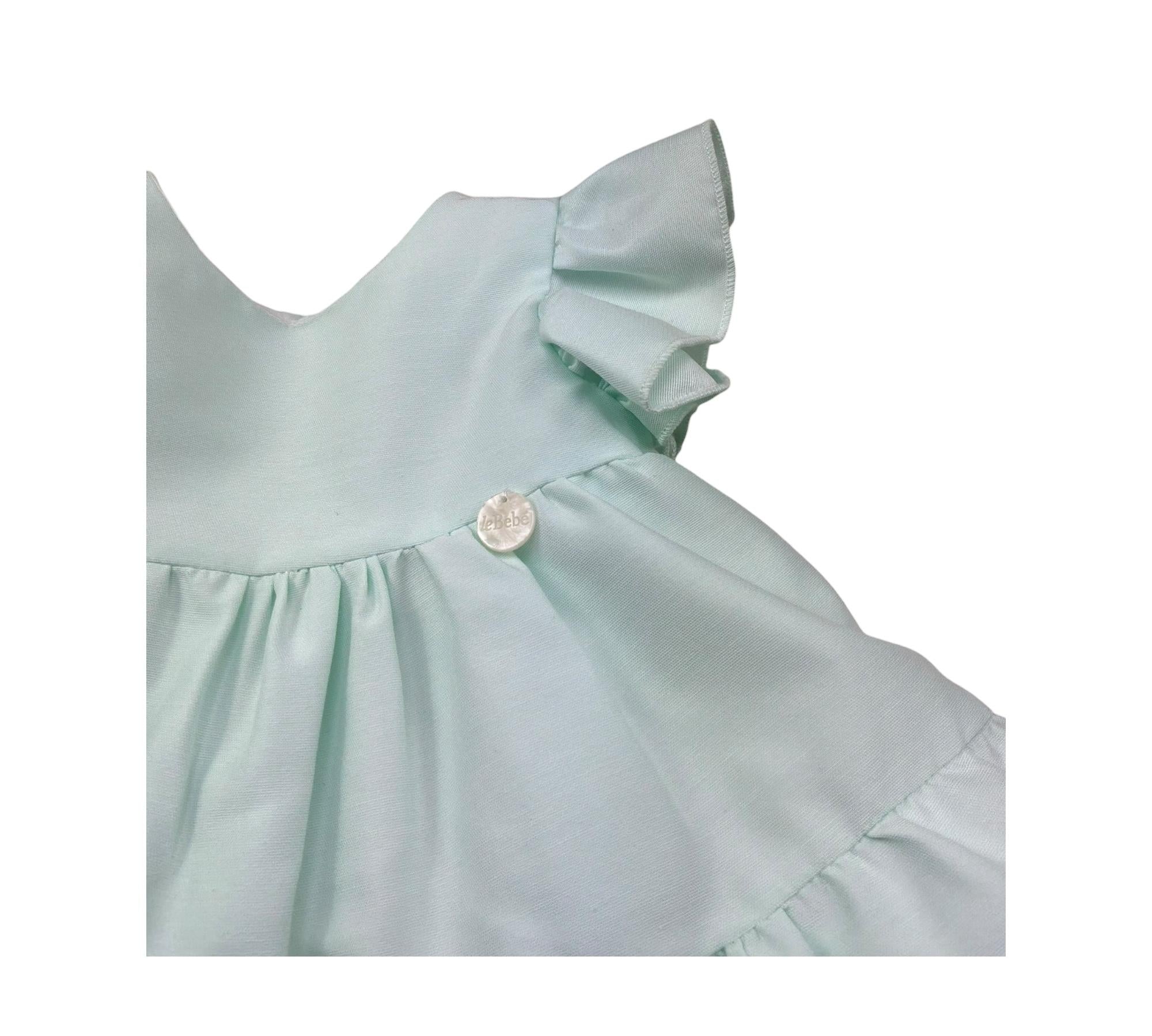 Le Bebe Abito Mezza Manica Tinta Unita per Neonata LBG6435 VERDE ACQUA LE BEBE 