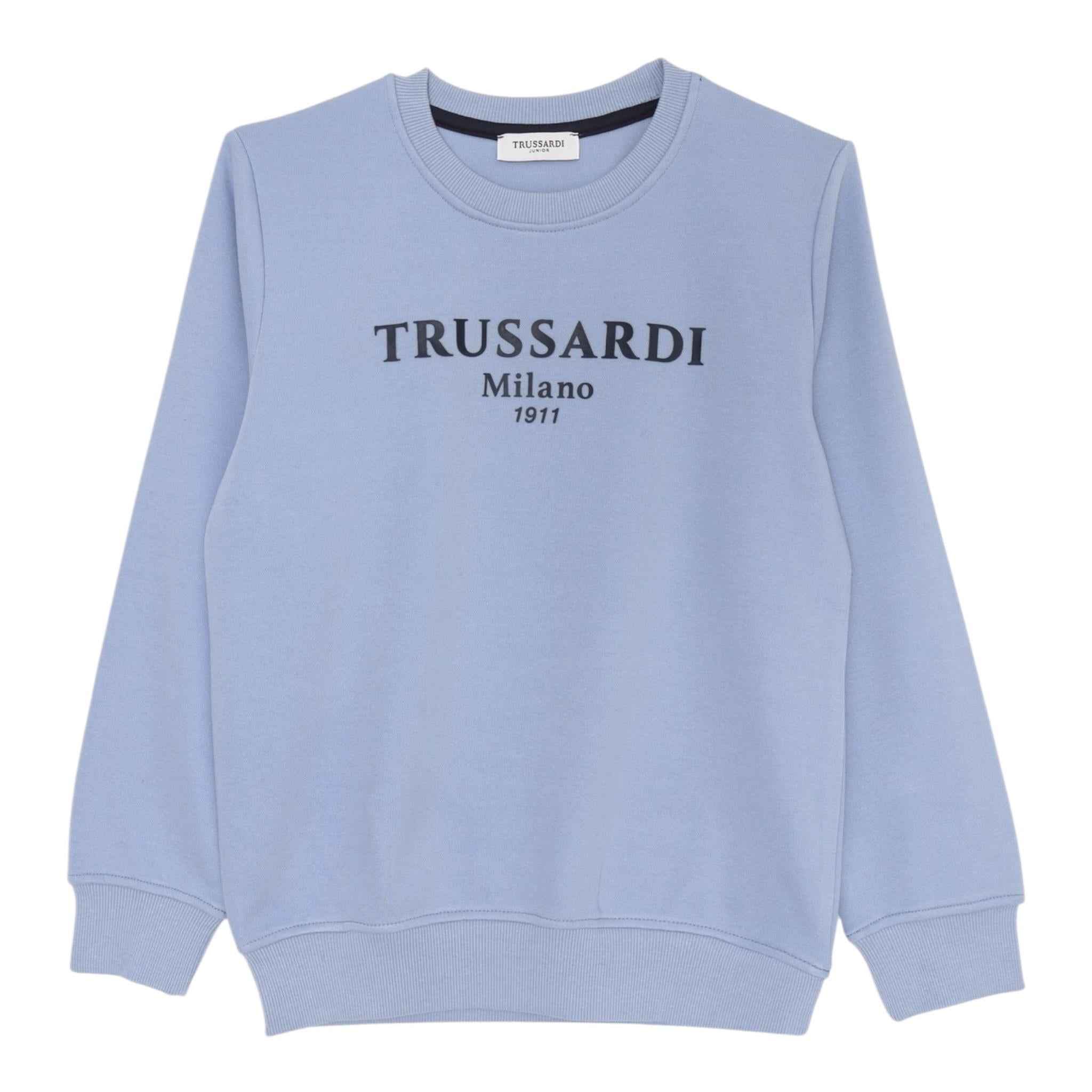 Trussardi Felpa Girocollo Tinta Unita con Stampa per Neonato TIP25012FE AZZURRO TRUSSARDI 