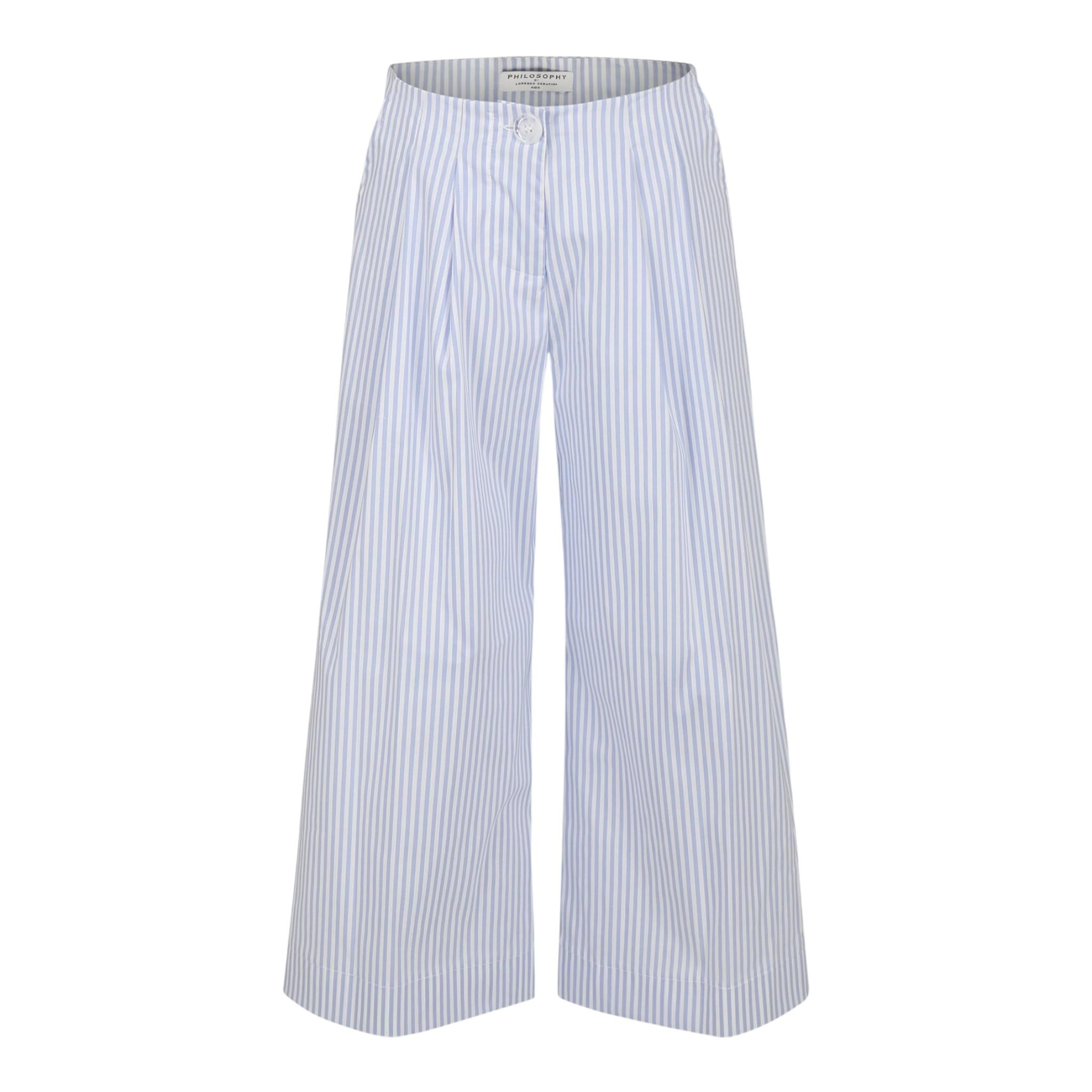 Philosophy Pantalone Tinta Unita con Fantasia A Righe per Bambina I1E414 AZZURRO PHILOSOPHY 
