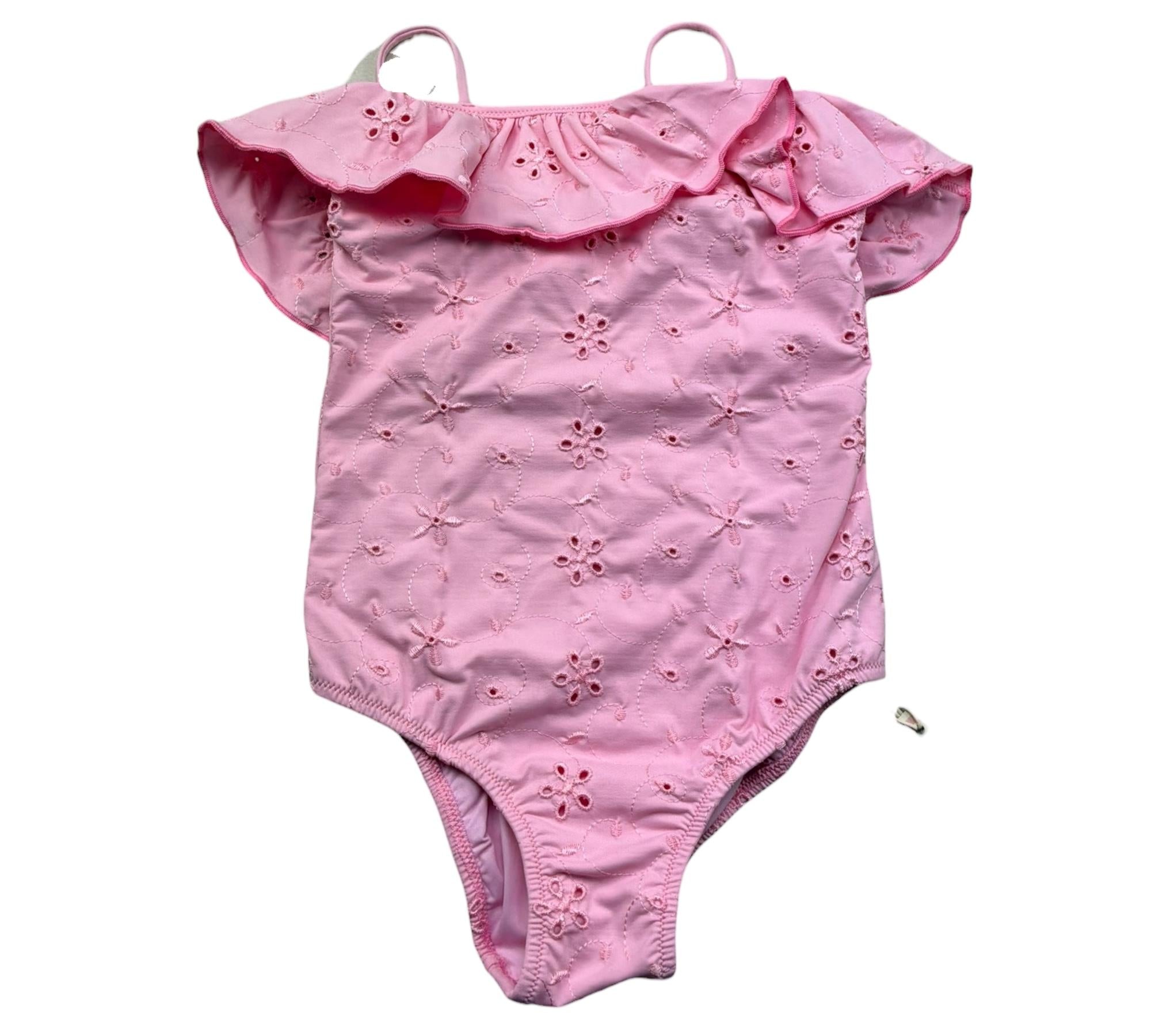 Saint Barth Costume Intero Tinta Unita In Pizzo Sangallo per Bambina BRIELLE ROSA SAINT BARTH 