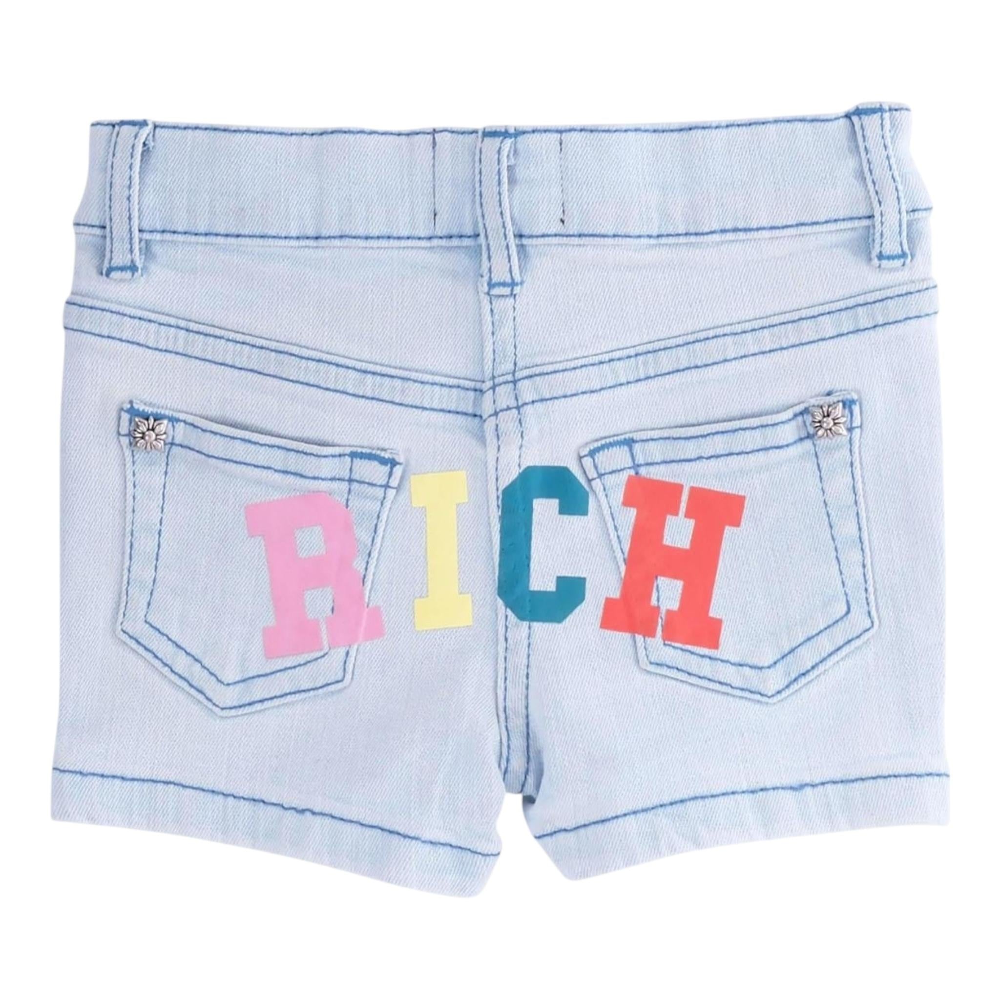 John Richmond Short In Denim Tinta Unita con Logo per Bambina RIP25031SHX AZZURRO JOHN RICHMOND 