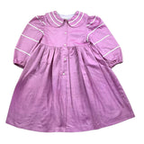 Ilfarobimbi Abito Tinta Unita Modello Camicia Con Ricami Magenta Per Bambina