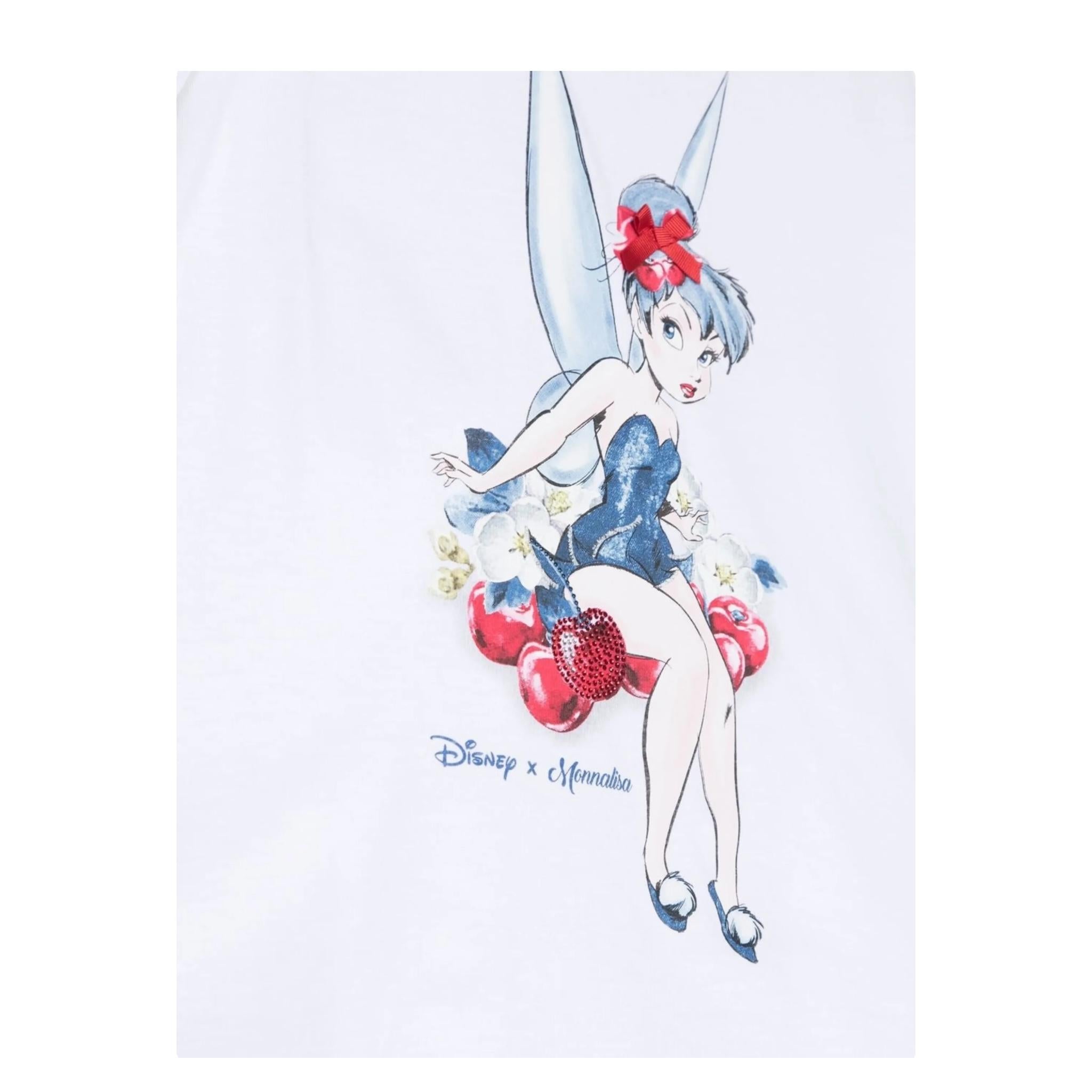 Monnalisa T-Shirt Girocollo Tinta Unita con Stampa per Bambina 11A600 BIANCO MONNALISA 