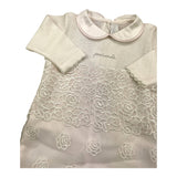 Minu' Tutina In Filo Manica Lunga Tinta Unita Cn Tulle Bianco Per Neonata