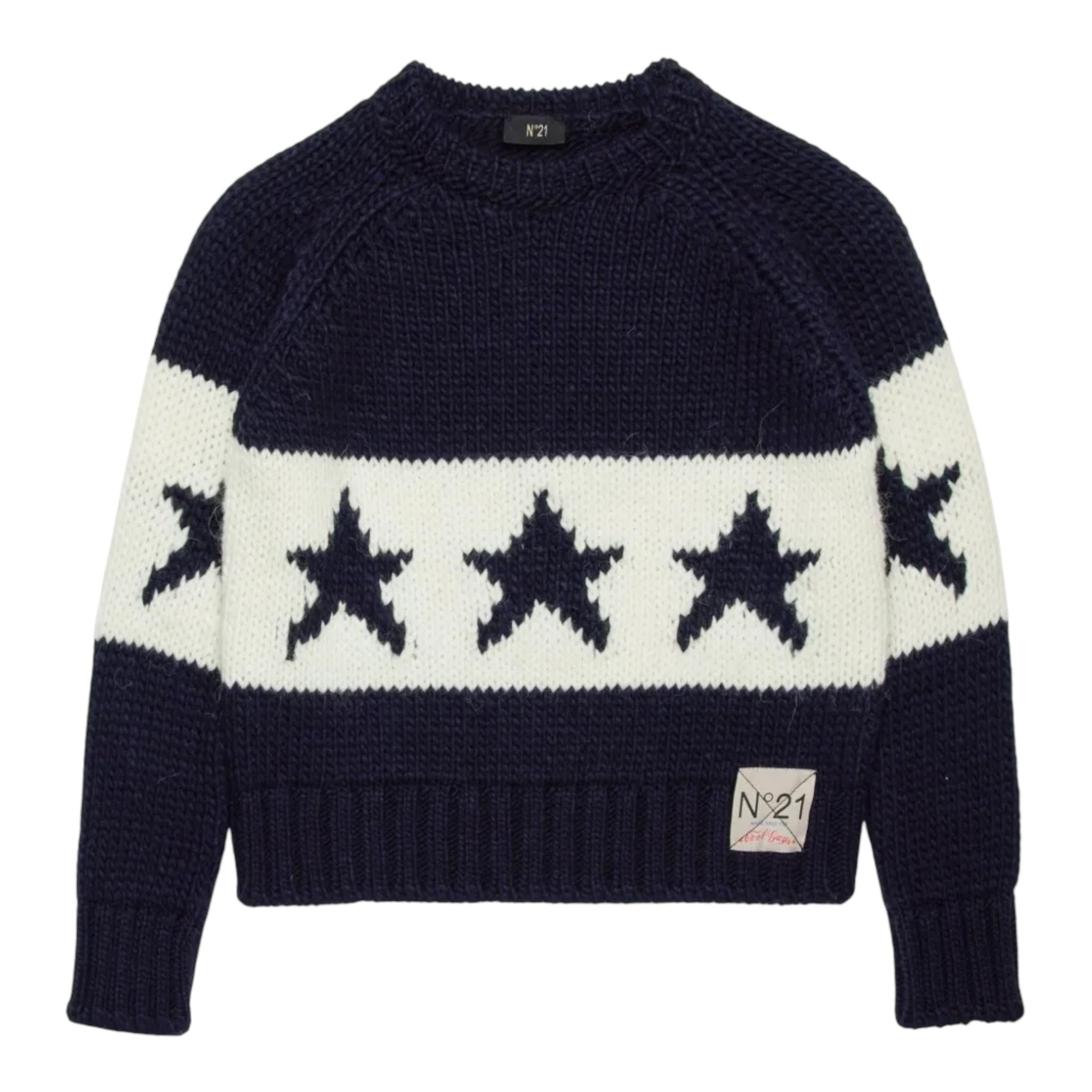 N°21 maglia tinta unita con stampa Blu per Bambino N21955 BLU N°21 