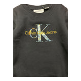 CALVIN KLEIN felpa tinta unita girocollo con stampa Nero per Bambino B02337K NERO CALVIN KLEIN 