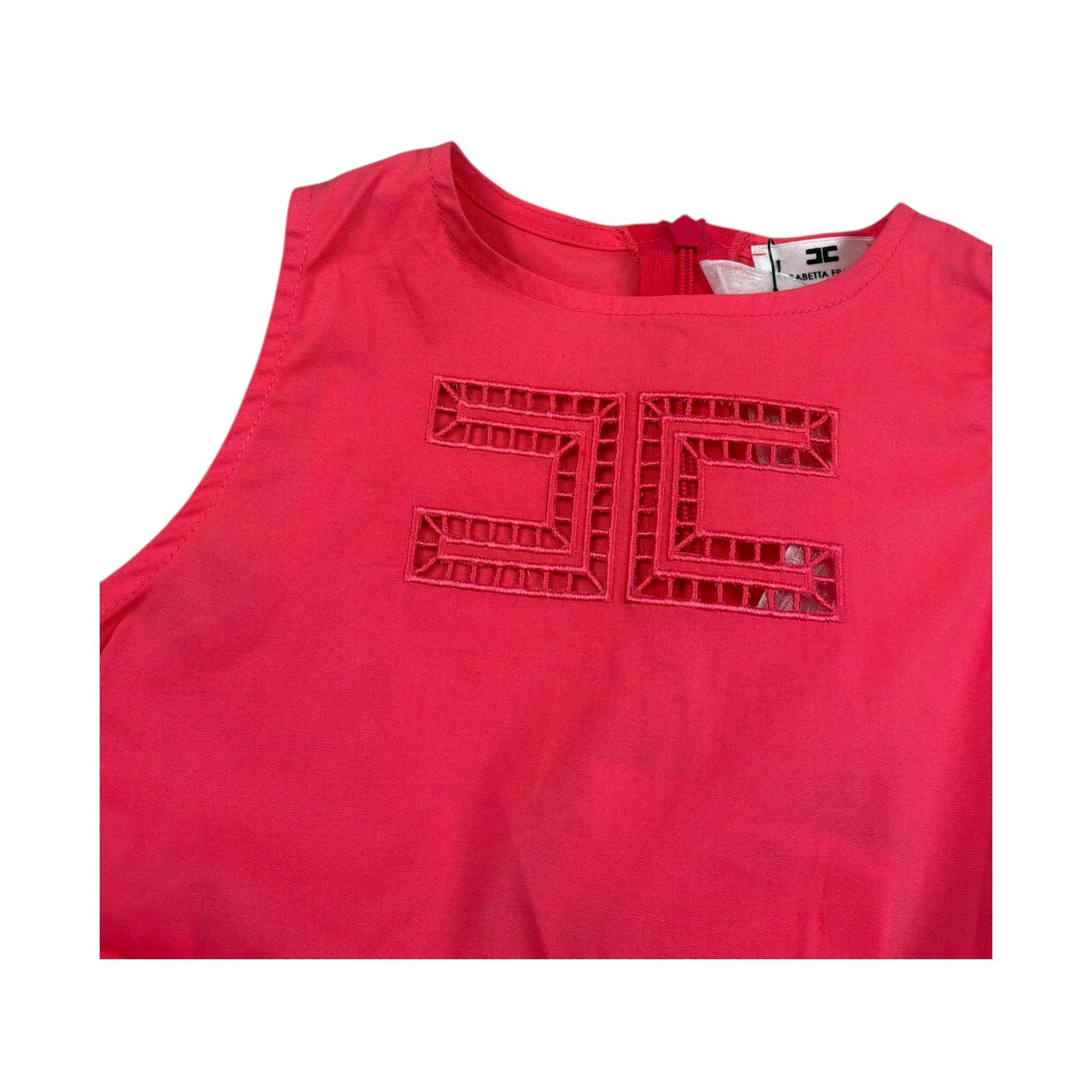 Elisabetta Franchi Abito Giromanica Tinta Unita con Balze per Neonata EGAB73 CORALLO ELISABETTA FRANCHI 