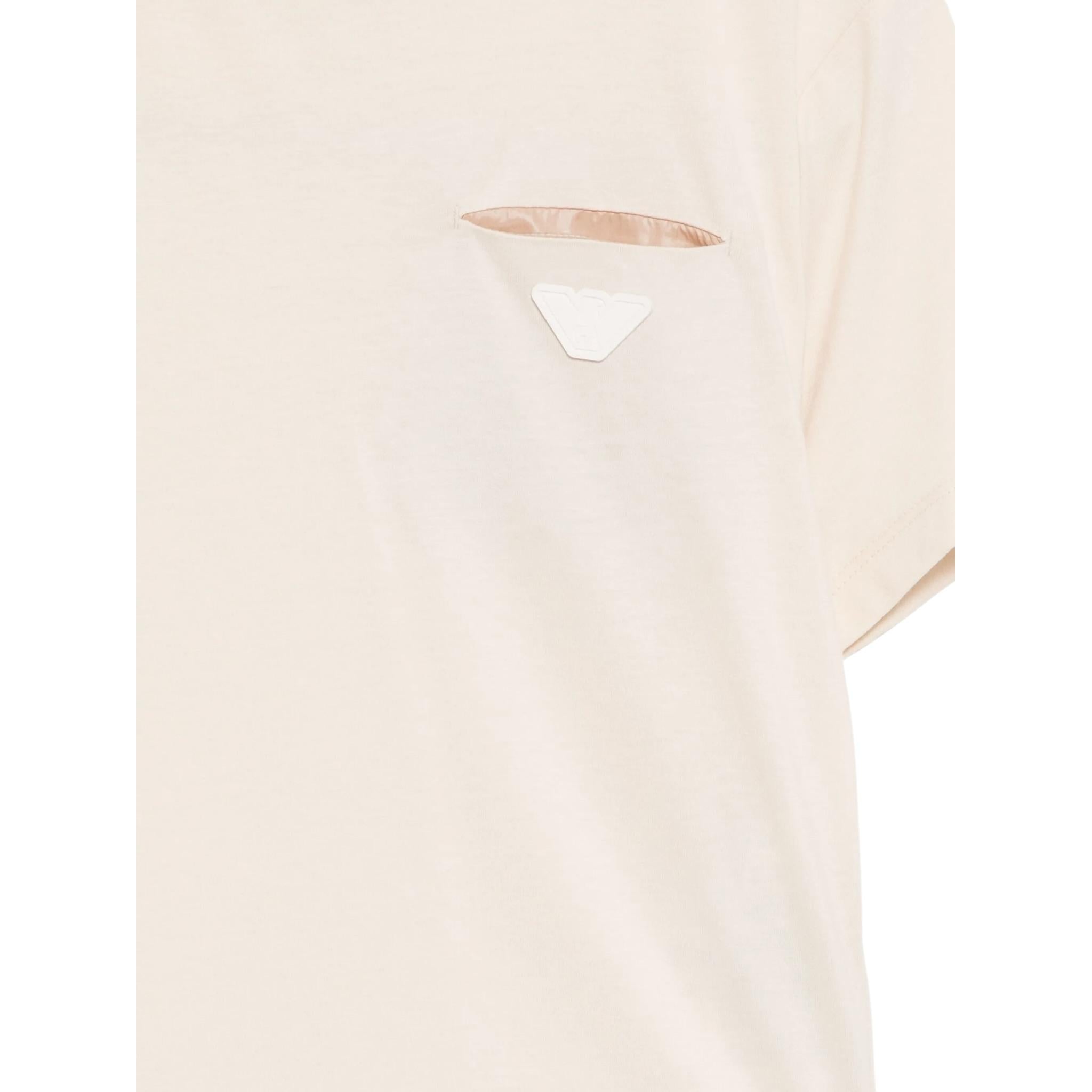 Emporio Armani T-Shirt Girocollo Tinta Unita con Taschino per Bambino EB000111X BEIGE EMPORIO ARMANI 