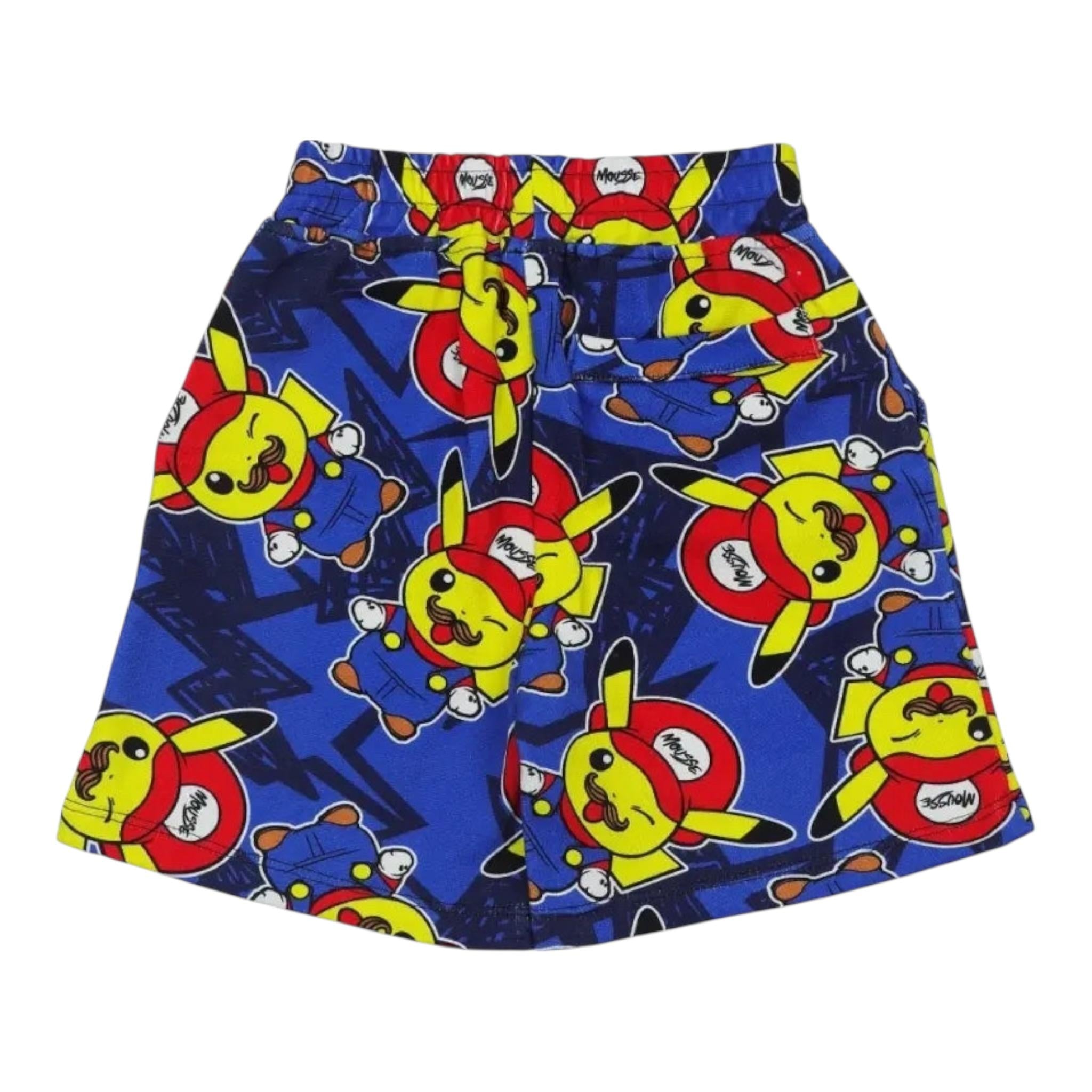 Mousse Bermuda Tinta Unita con Stampa per Bambino PIKAMARIOB BLU MOUSSE 