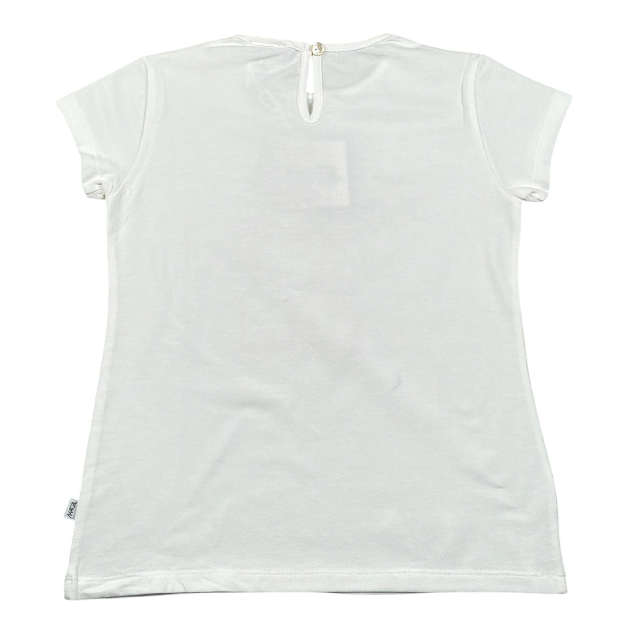 Magil T-Shirt Girocollo tinta unita con Stampe Bianco per Bambina FN26167 BIANCO MAGIL 