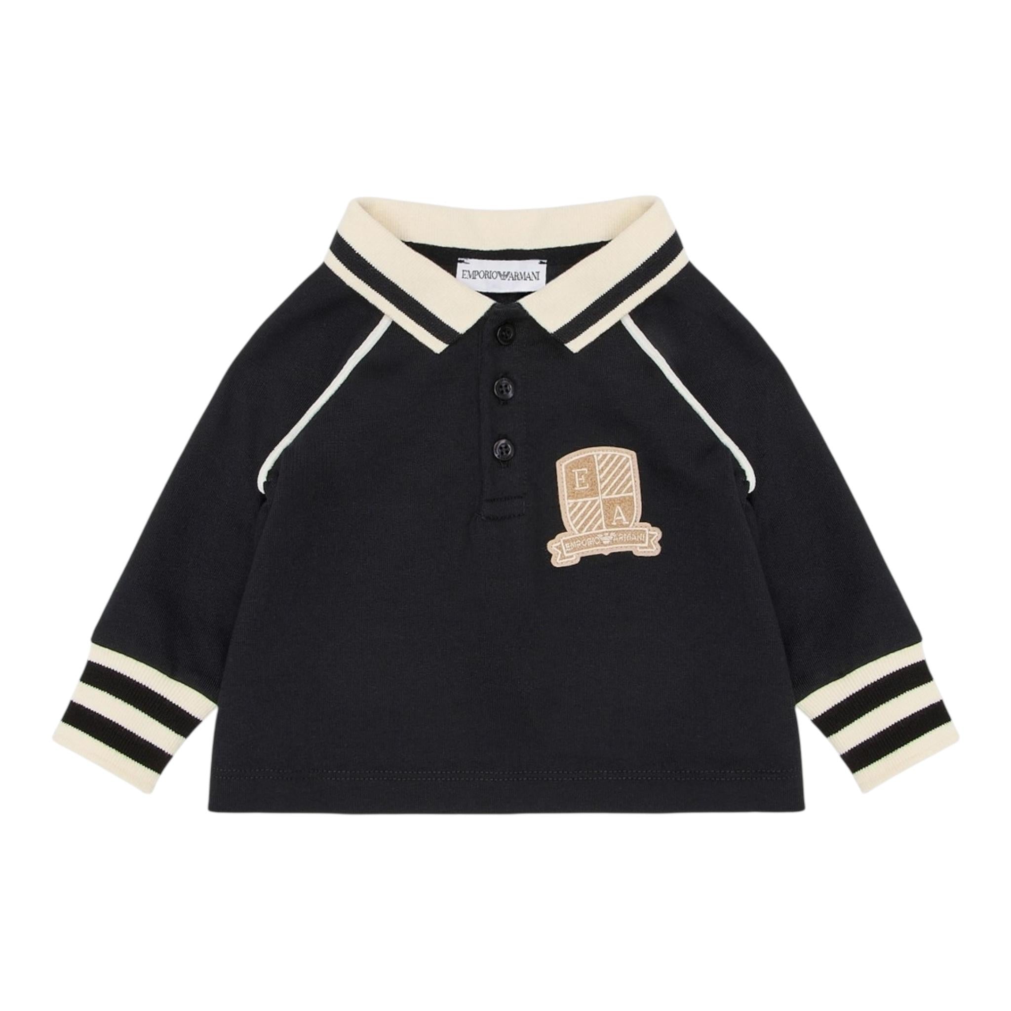 EMPORIO ARMANI polo tinta unita con colletto in contrasto Blu per Neonato 6DHFJQN BLU EMPORIO ARMANI 