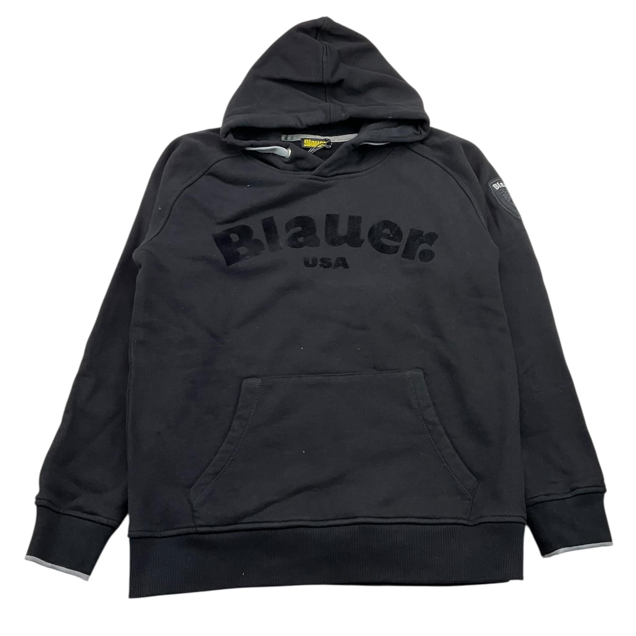 BLAUER felpa chiusa con cappuccio tinta unita con logo Nero per Bambino 24WBLKF08530 NERO BLAUER 