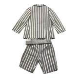 La Stupenderia Completo Giacca Tinta Unita Con Fantasia A Righe-Bermuda Beige Per Neonato