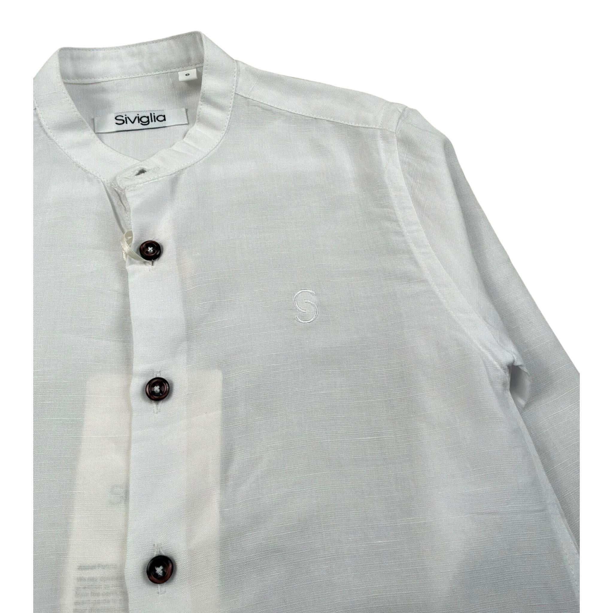 Siviglia Camicia Manica Lunga Tinta Unita con Collo Coreano per Bambino SVJSH17196 BIANCO SIVIGLIA 