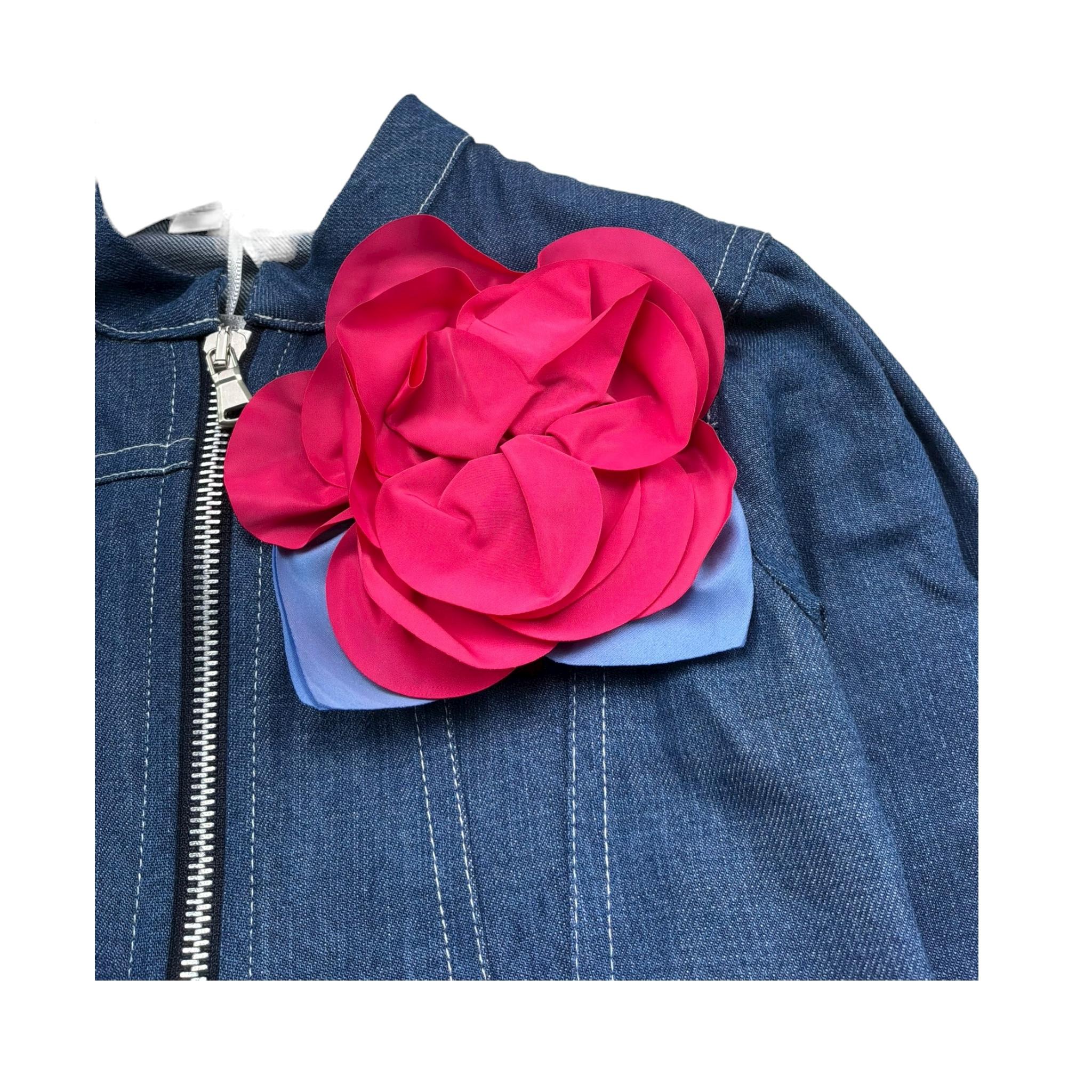 Miss Grant Giubbino In Denim Tinta Unita con Applicazine per Bambina MG1249 BLU MISS GRANT 