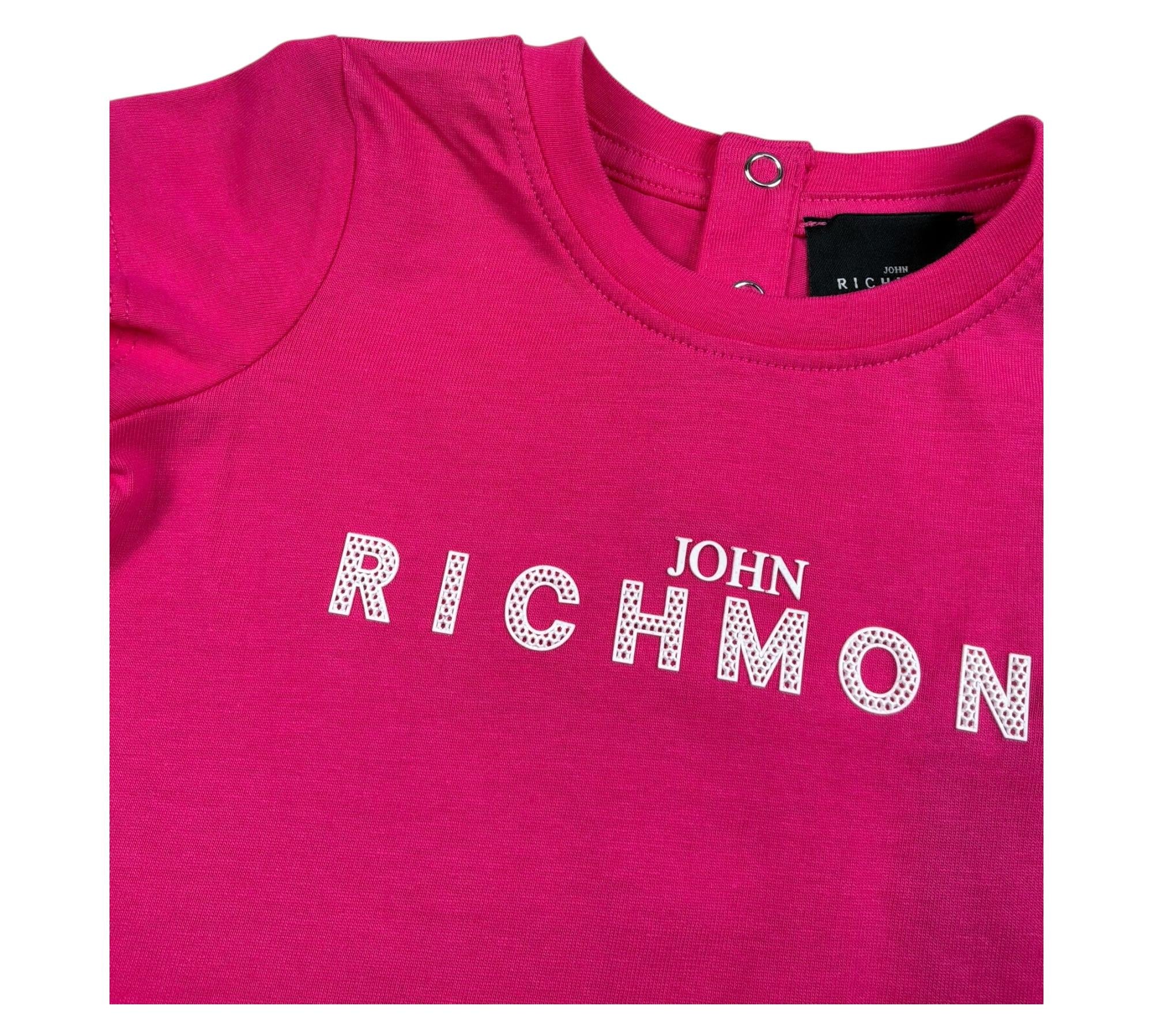 John Richmond Abito Mezza Manica Tinta Unita con Logo per Neonata RIP26034VE FUXIA JOHN RICHMOND 