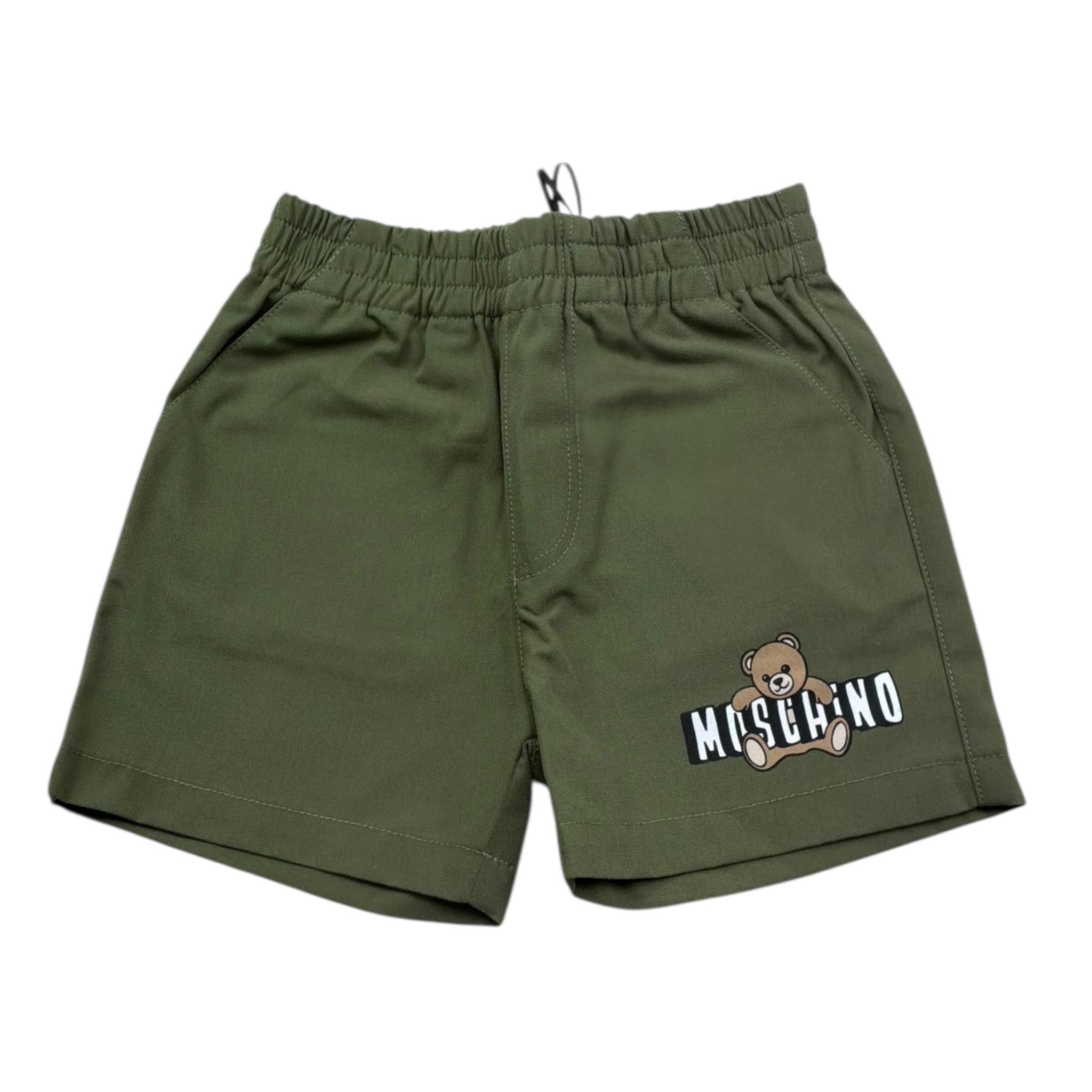 Moschino Short Tinta Unita con Stampa per Neonata MUQ01N VERDE MOSCHINO 