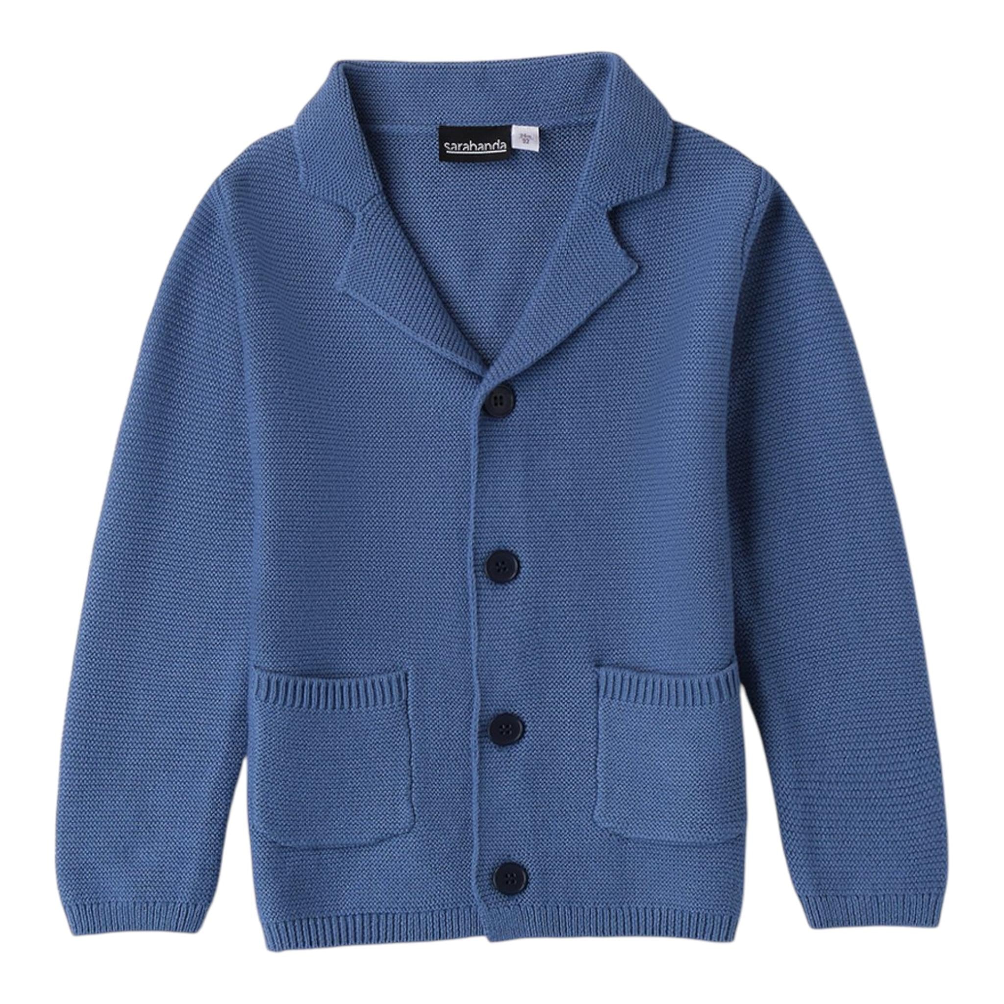 SARABANDA cardigan tinta unita con bottoni e toppe Blu per Bambino A104J BLU SARABANDA 