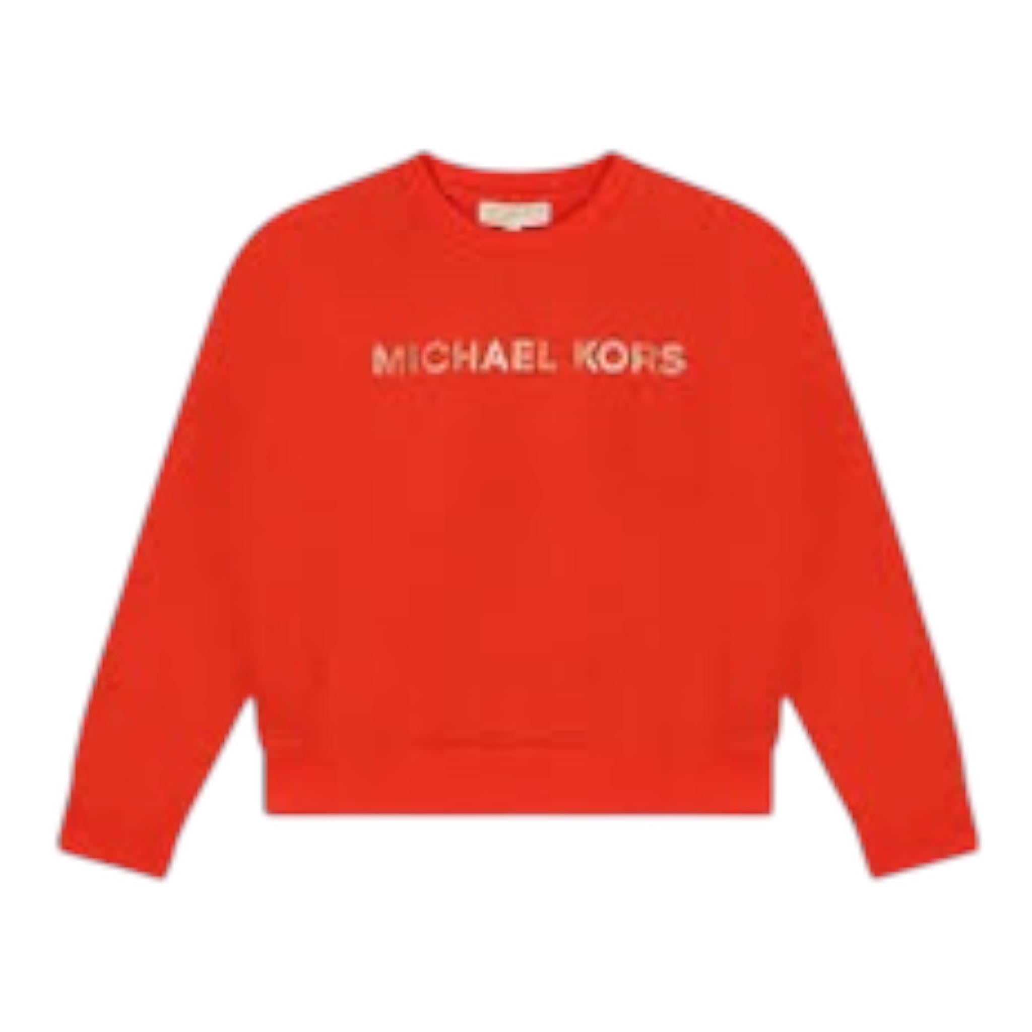 MICHAEL KORS felpa girocollo tinta unita con stampa Arancione per Neonata R30149N ARANCIONE MICHAEL KORS 