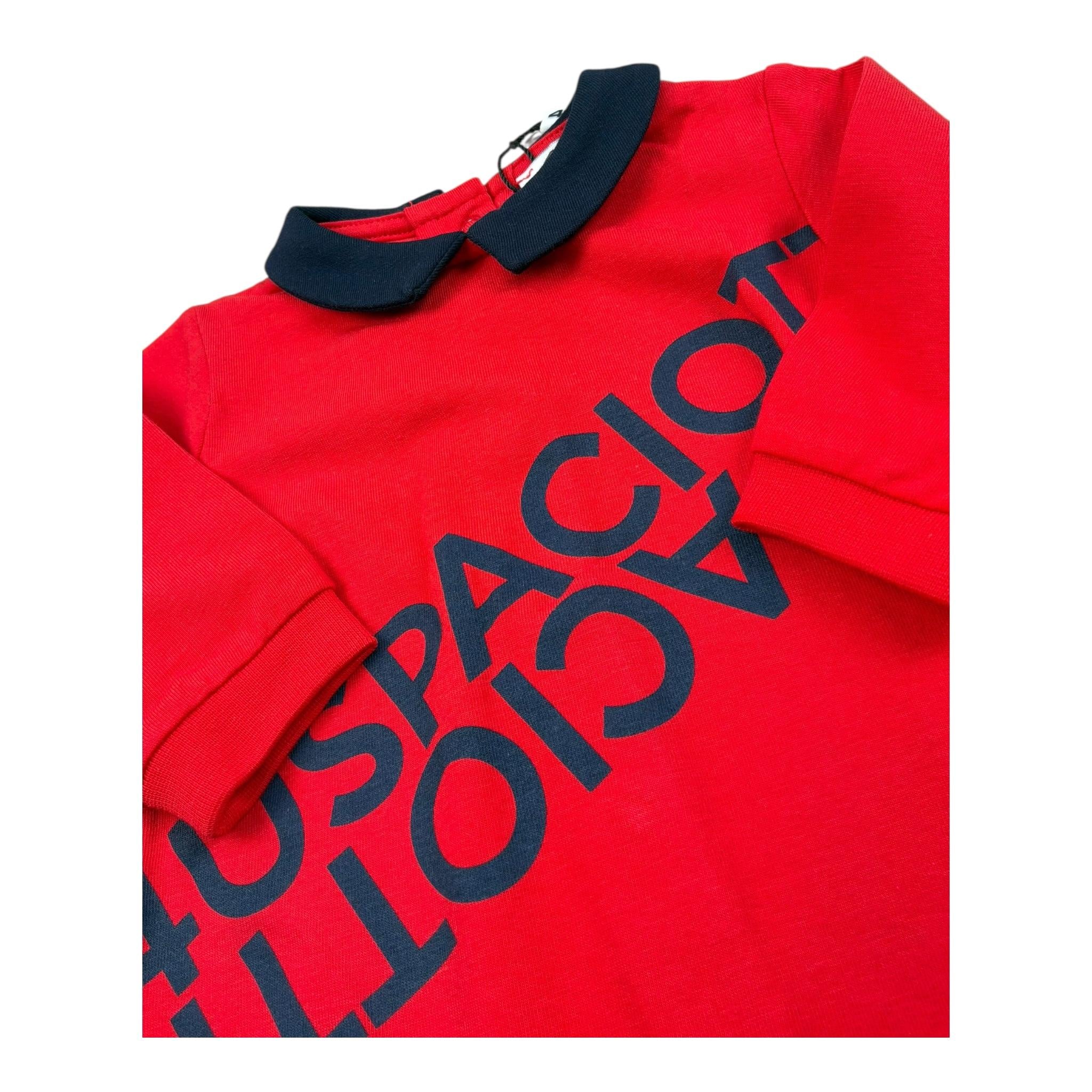 Cesare Paciotti Tutina Tinta Unita con Stampa E Colletto per Neonato TCP1103N ROSSO CESARE PACIOTTI 