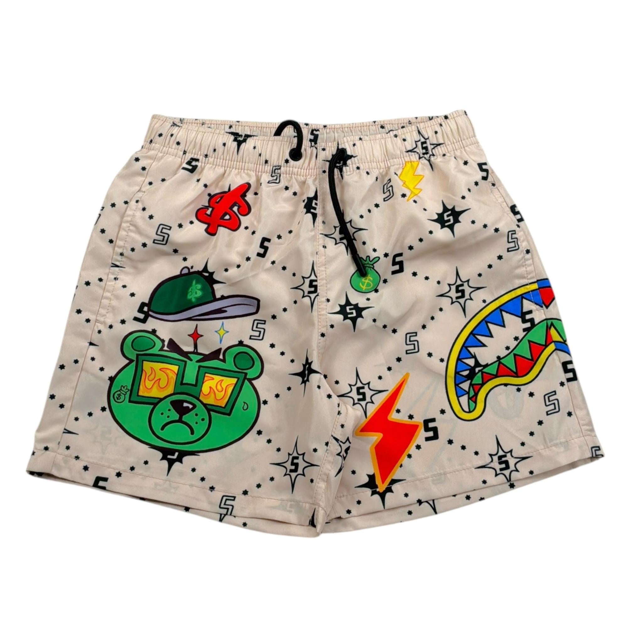 Sprayground Costume Modello Bermuda Tinta Unita con Stampa per Bambino SPY1308SAND BEIGE SPRAYGROUND 