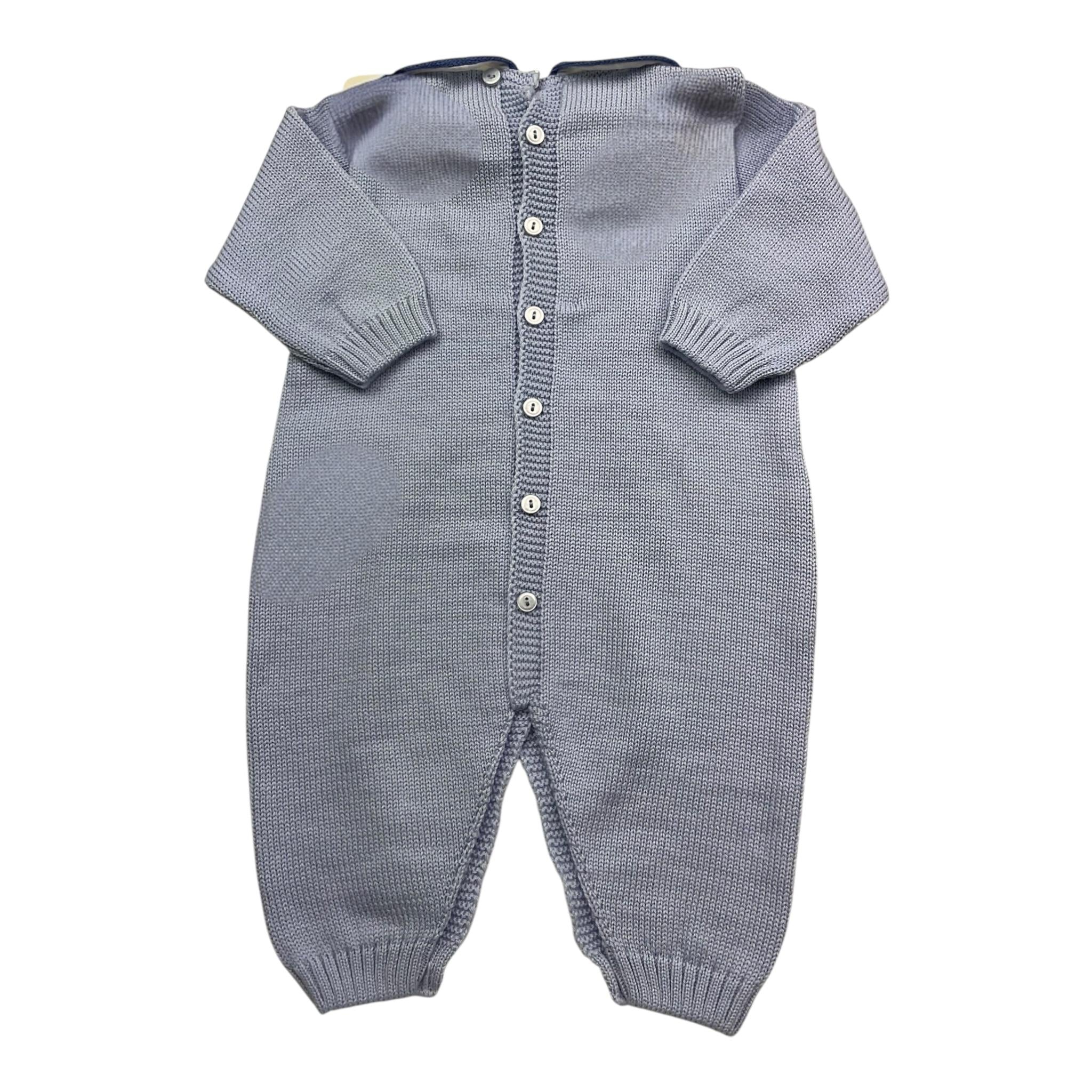 MARLU' tutina tinta unita con colletto in contrasto Azzurro per Neonato IG5210 AZZURRO MARLU' 