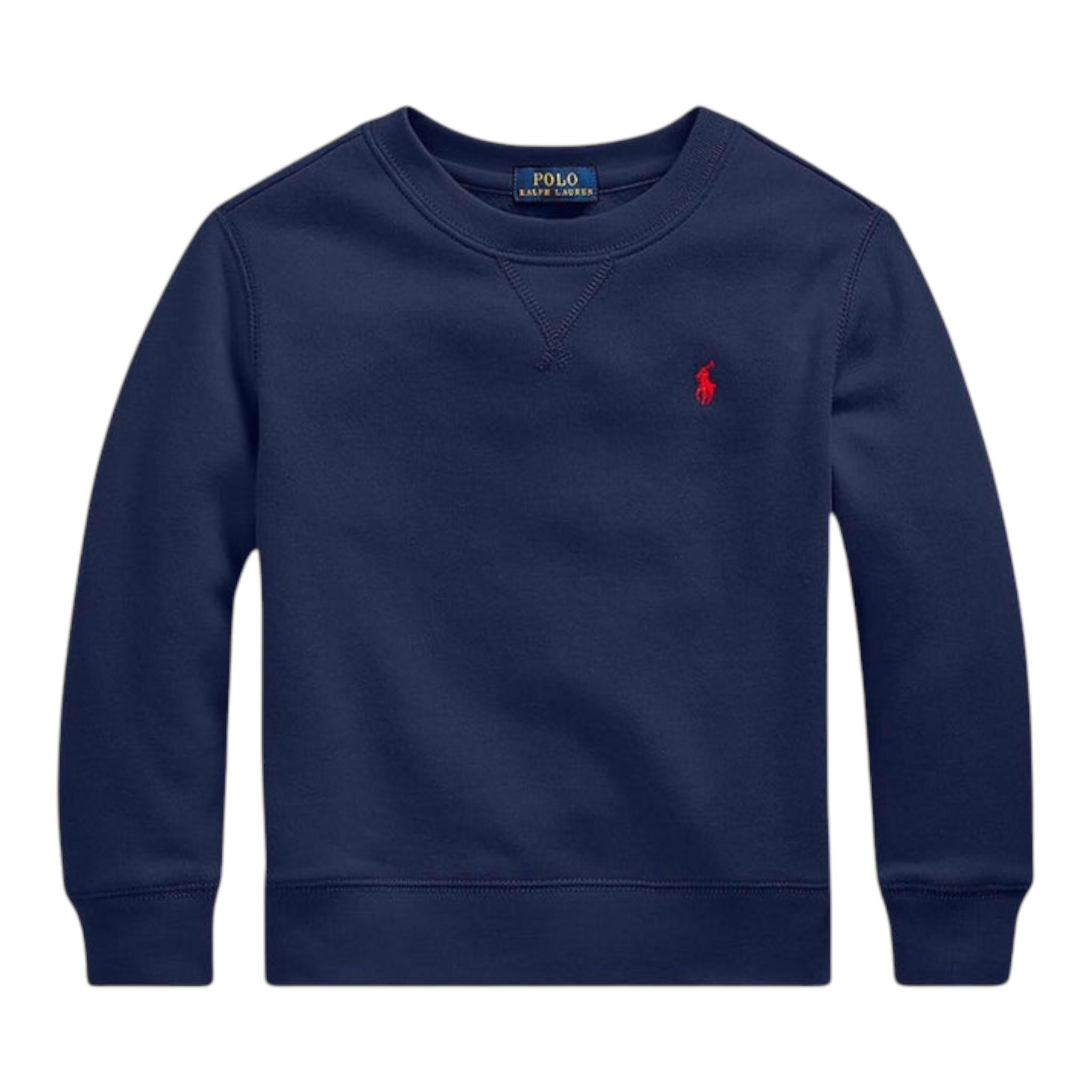 RALPH LAUREN felpa chiusa girocollo tinta unita con logo Blu per Bambino 323772102002 BLU RALPH LAUREN 