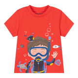 Mayoral T-Shirt Girocollo Tinta Unita con Stampa In Contrasto Rosso per Neonato