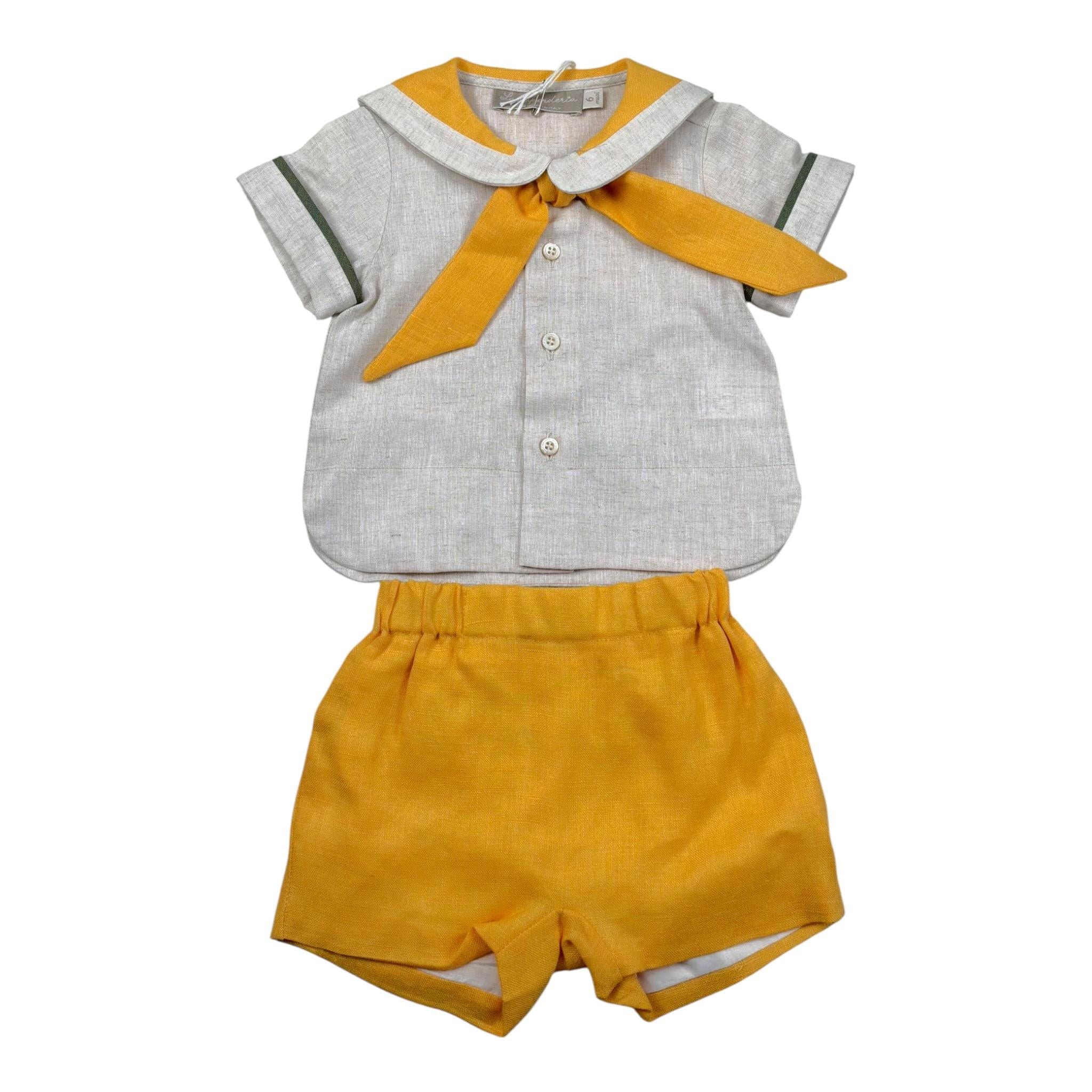 La Stupenderia Completo 2 Pezzi Camicia-Bermuda Bicolore per Neonato TBCT51X GIALLO/BEIGE LA STUPENDERIA 