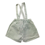 Petit Indi Bermuda Bicolore Con Fantasia A Righe E Bretelle Bianco/Verde Per Neonato