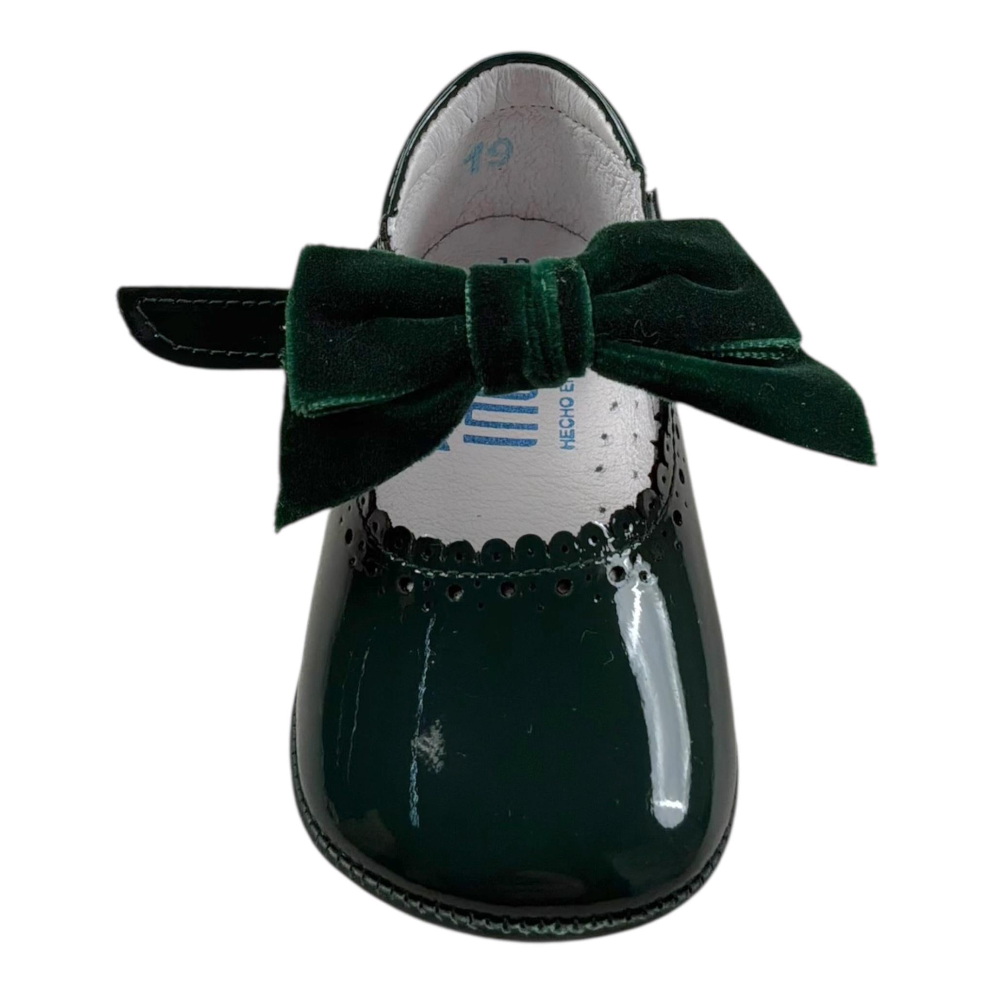 Indice Ballerina Tinta Unita con Fibia E Fiocco per Neonata 346 VERDE INDICE 