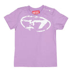 Diesel T-Shirt Girocollo tinta unita con Stampa Lilla per Neonata K00635X LILLA DIESEL 
