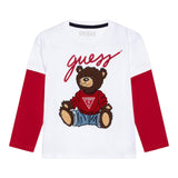 GUESS shirt girocollo tinta unita con maniche in contrasto Bianco per Neonato N4BI08I3Z14 BIANCO GUESS 