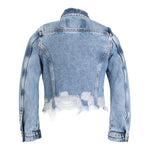 Diesel Giubbino In Denim Tinta Unita con Strappi per Bambina J01800 AZZURRO DIESEL 