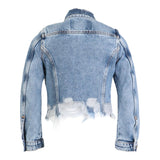 Diesel Giubbino In Denim Tinta Unita con Strappi per Bambina J01800 AZZURRO DIESEL 