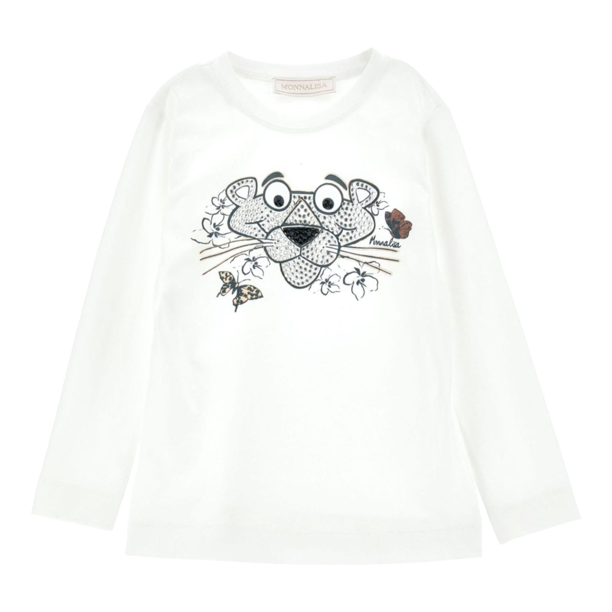 MONNALISA shirt girocollo tinta unita con stampa Bianco per Neonata 19B622 BIANCO MONNALISA 