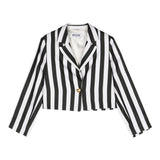 Moschino Giacca Bicolore Con Fantasia A Righe Bianco/Nero Per Bambina