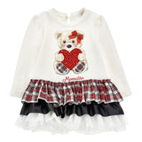 ELISABETTA FRANCHI abito felpa girocollo tinta unita con balze Bianco per Bambina 19D922 BIANCO ELISABETTA FRANCHI 