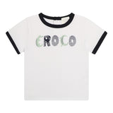 Carre'Ment Beau T-Shirt Girocollo Tinta Unita Con Stampa In Contrasto Bianco Per Neonato