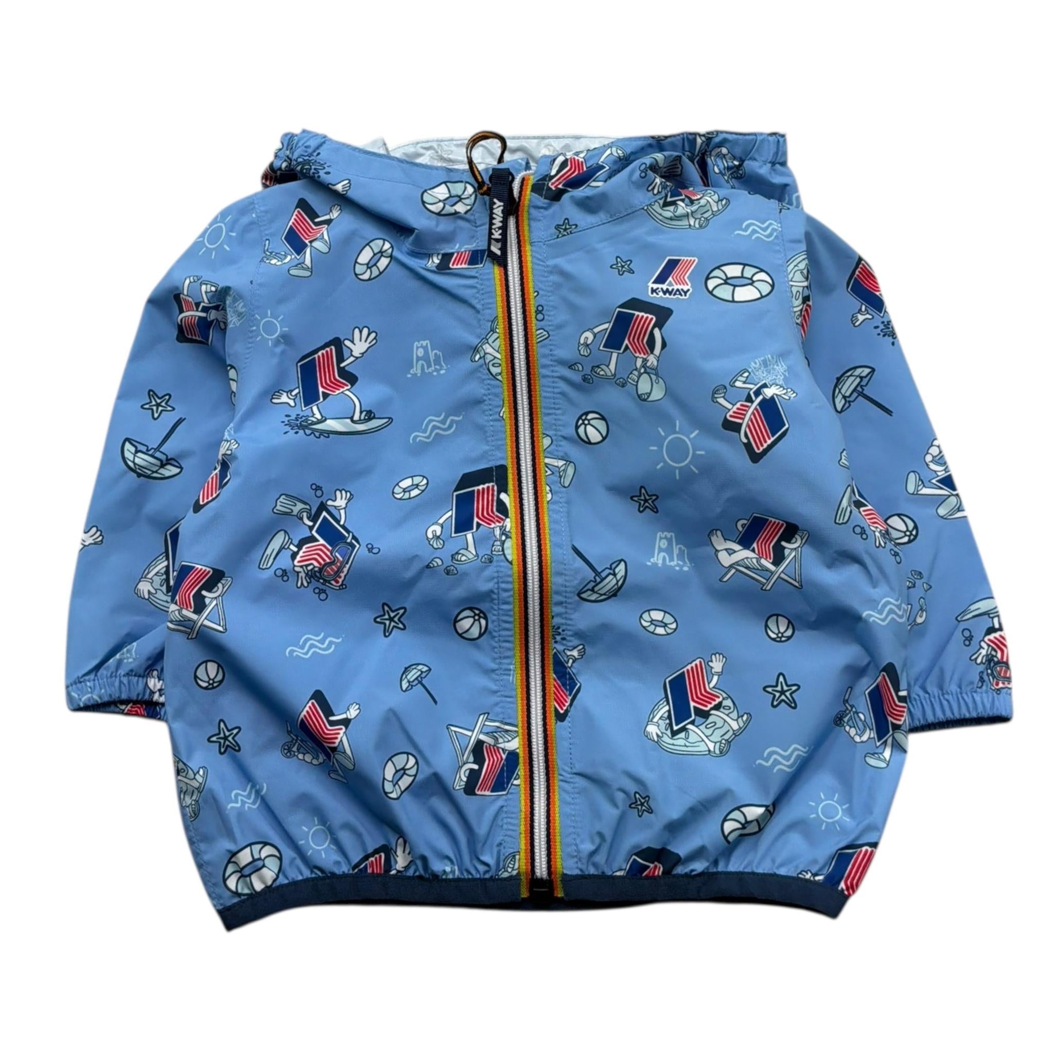 K-Way Giubbino Tinta Unita con Zip E Cappuccio per Neonato K2137YWX AZZURRO K-WAY 